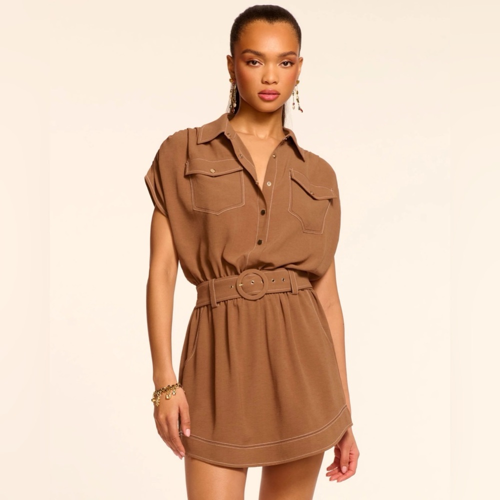 Ramy Brook Brown Belted Mini Dress